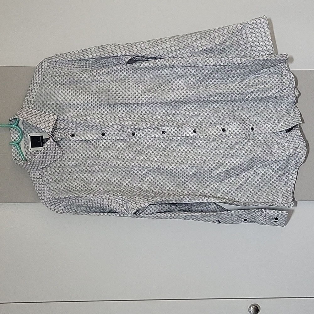 Men's Daniel hechter slim fit non iron  long sleeve shirt white and blue size L